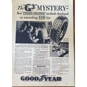 Vintage 1934 Print Ad Advertising Goodyear Auto Tires G3 8”x11”